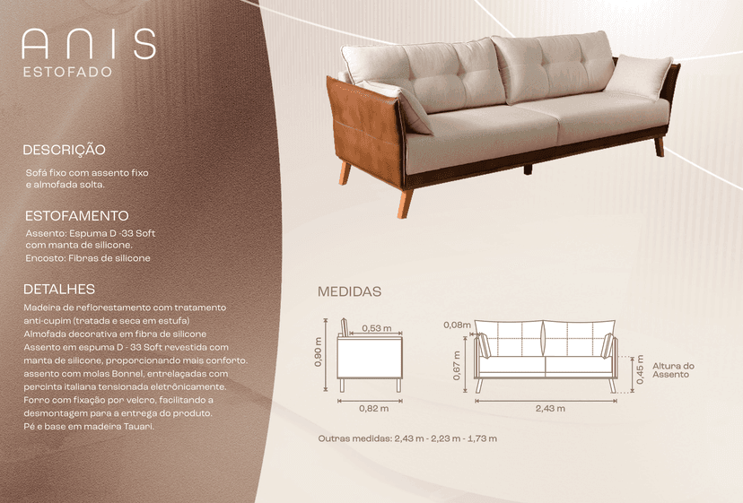 Informações técnicas do Sofá Anis