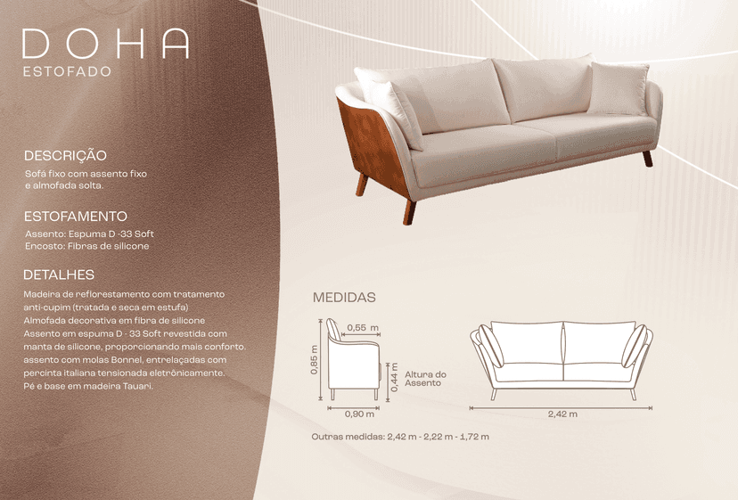 Informações técnicas do Sofá Doha