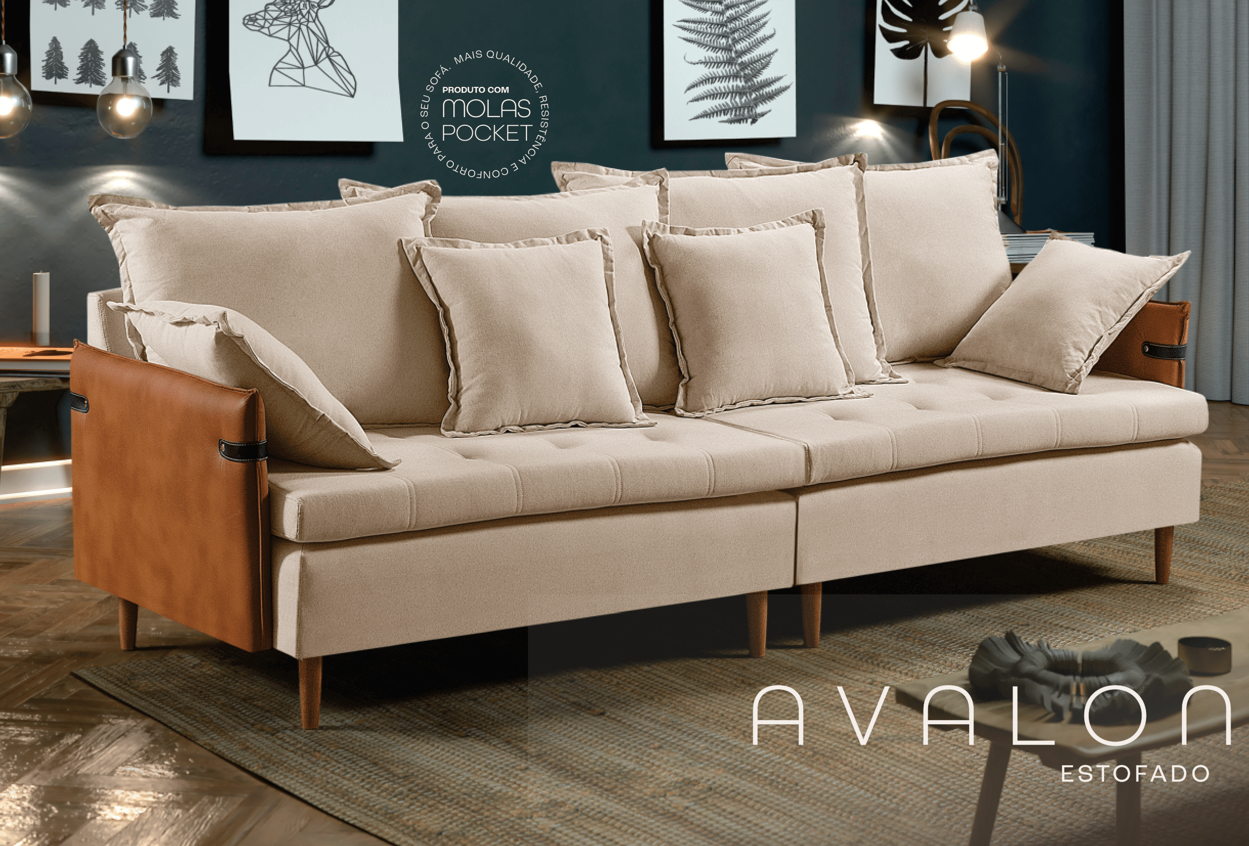 Sofá Avalon em ambiente decorado